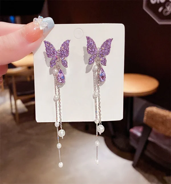 New Charming Purple Colour Butter fly Design Korean Earring For Girls